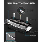 MOSFiATA 8" Super Sharp Professional Chef's Knife with Finger Guard and Knife Sharpener, German High Carbon Stainless Steel EN1.4116 with Micarta Handle and Gift Box