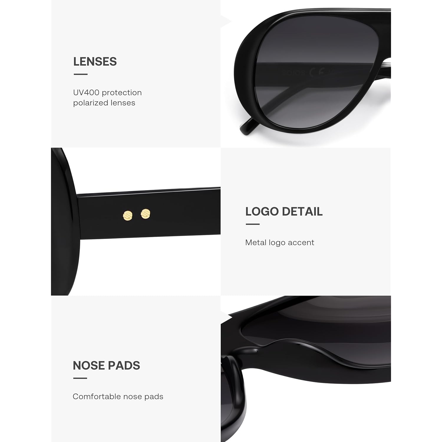 SOJOS Retro Polarized Oversized 90s Aviator Sunglasses Womens Men Trendy Vintage Square Shades SJ2661