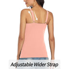 Women's Cotton Tank Top with Shelf Bra Adjustable Wider Strap Camisole Basic Cami Tanks