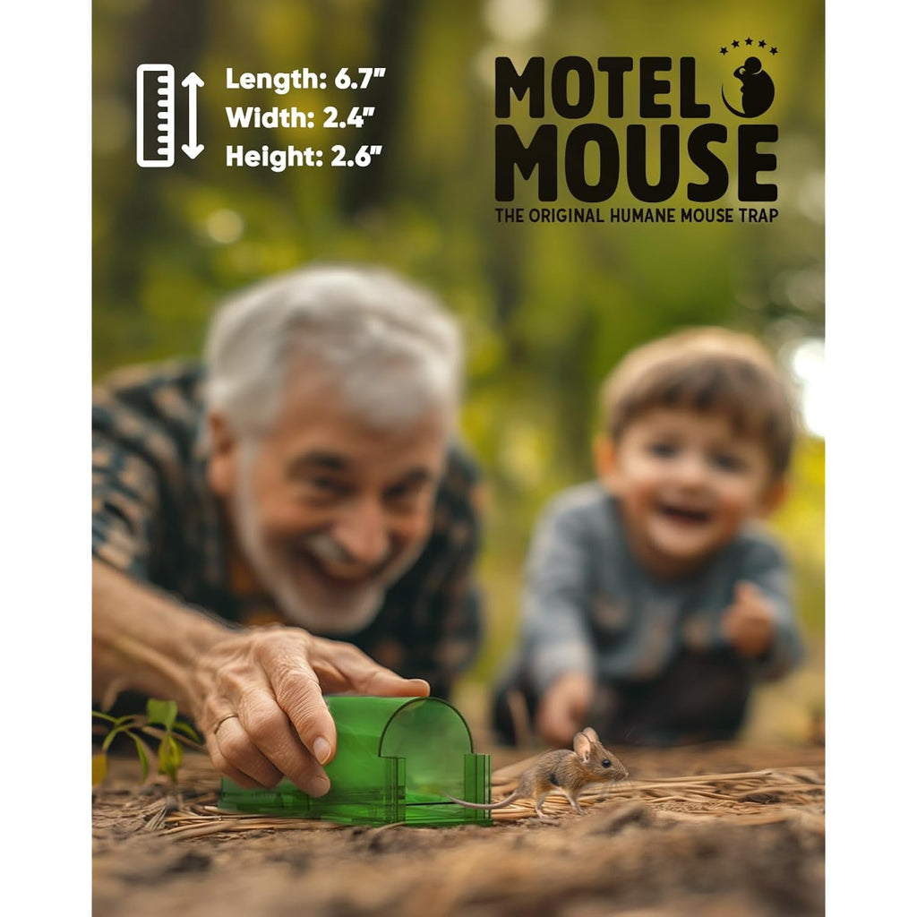 Motel Mouse Humane No Kill Live Catch And Release Mouse Traps, Reusable With Cleaning Brush - 4 Pack