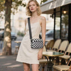 Small Checkered Crossbody Bag For Women Cute Purses Trendy Shoulder Handbags Wide Strap