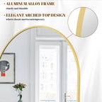 Koonmi 30"X71" Arched Full Length Mirror, Gold Large Floor Mirror With Aluminum Alloy Frame, Standing Hanging Or Leaning Wall-Mounted Full Body Mirror For Living Room And Bedroom