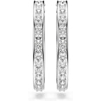 Swarovski Sommerset hoop earrings, White, Rhodium plated, One Size, Silver, Crystals