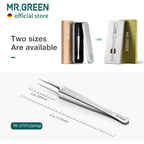 MR.GREEN Ingrown Hair Tweezers Needle Nose Pointed Tips Tweezers For Eyebrows Splinters Blackhead Removal Acne Clip Extractor (Long)