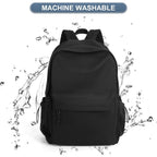 Black School Backpack For Girls Women Waterproof High School Book Bag Cute Backpack For Men Teens Boys, Lightweight Simple Middle School Back Pack Daypack