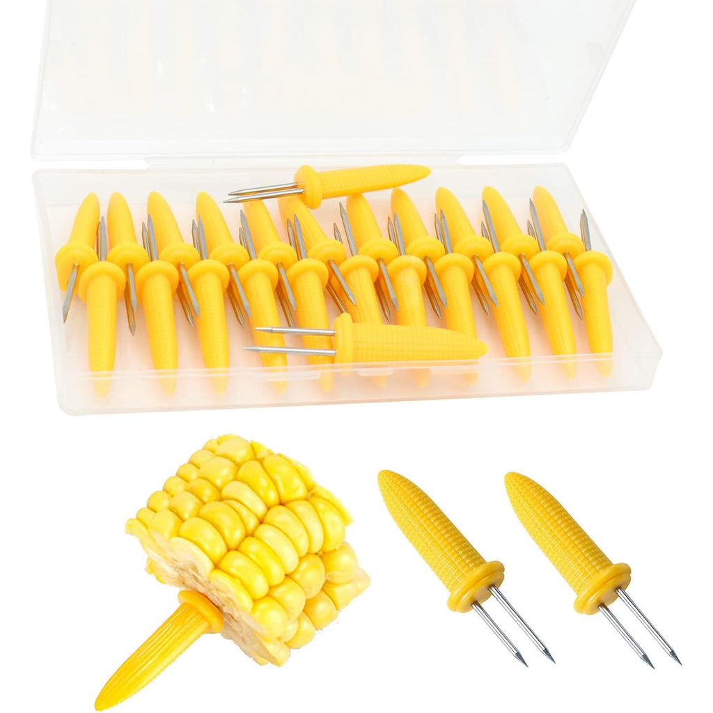 24 Pack Stainless Steel Corn Holders - Corn On The Grill & Cob Skewers For Home & Bbq Cooking