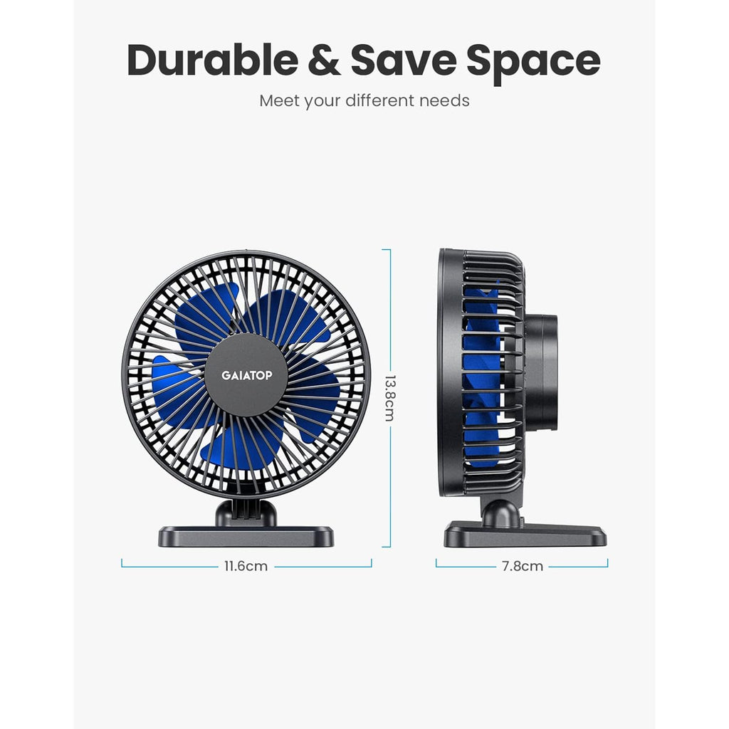 Gaiatop Usb Desk Fan, Small But Powerful, Personal Portable Quiet 3 Speeds, Adjustable Mini Table Desktop Fan For Cooling Home Office Car Summer Travel Gifts Blue