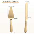 Eisinly Cake Cutting Set for Wedding, Elegant Cake Knife and Server Set with Thickened Stainless Steel Rounded Edges, Cake Cutter Pie Spatula for Birthday Anniversary, 2 Pcs, Gold