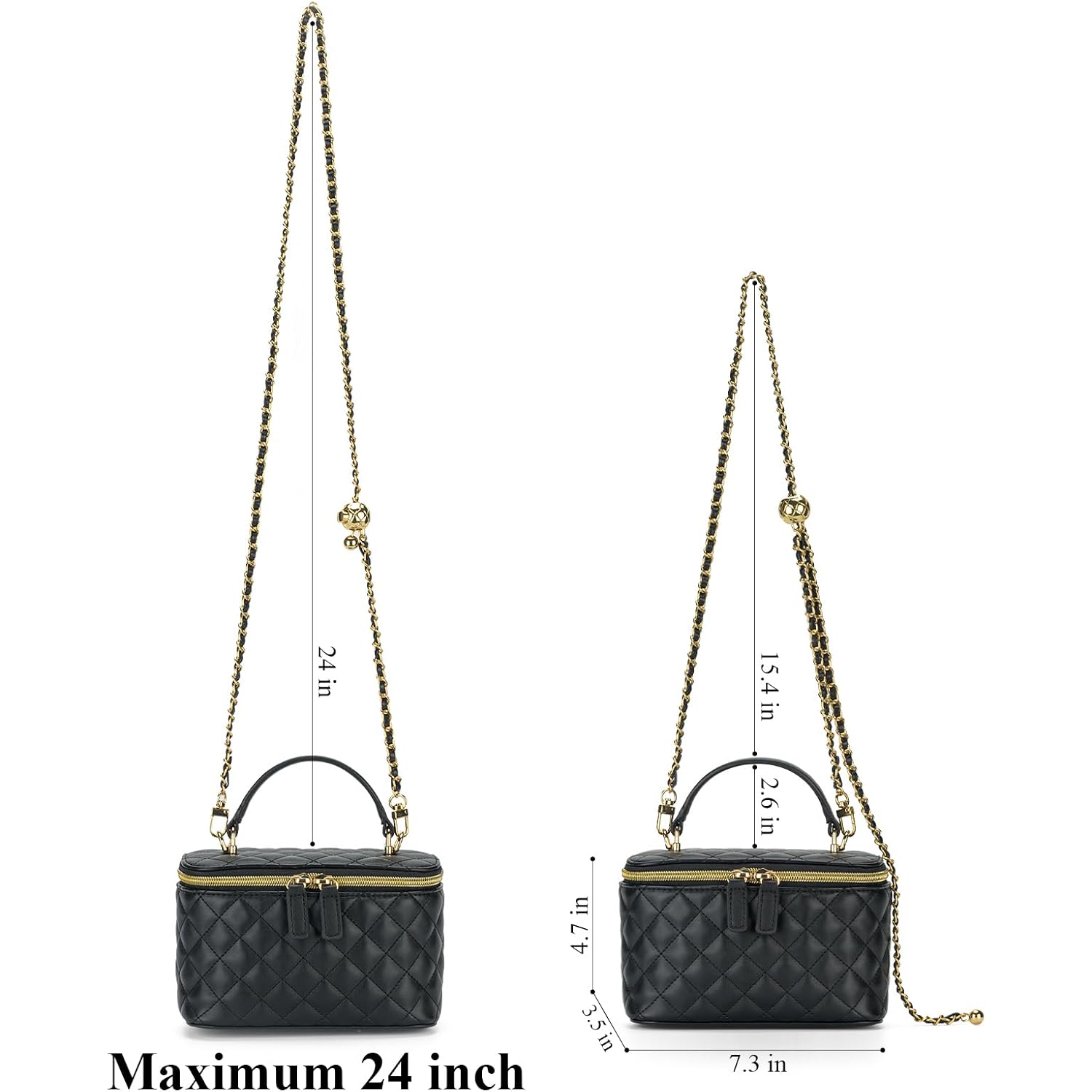 Mini Quilted Box Crossbody Bags For Women, Small Square Designer Clutch Purses With Adjustable Chain Strap