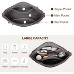 COOLCY Genuine Leather Crossbody Bags for Women Purses and Handbags for Ladies with Multiple Pockets Shoulder Satchel Bag