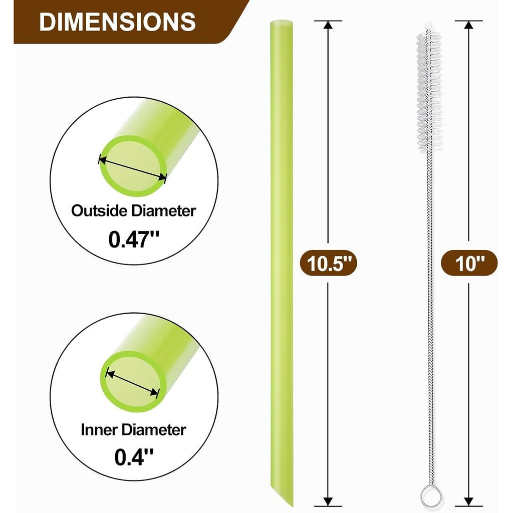 [Angled Tips] 8 Pcs Reusable Jumbo Wide Boba Straws & Smoothie Straws, Multi Colors Reusable Straw, Bpa Free Food-Grade Tritan Plastic Straw For Bubble Tea(Tapioca Boba Pearls) Milkshakes W/ 2 Brushes