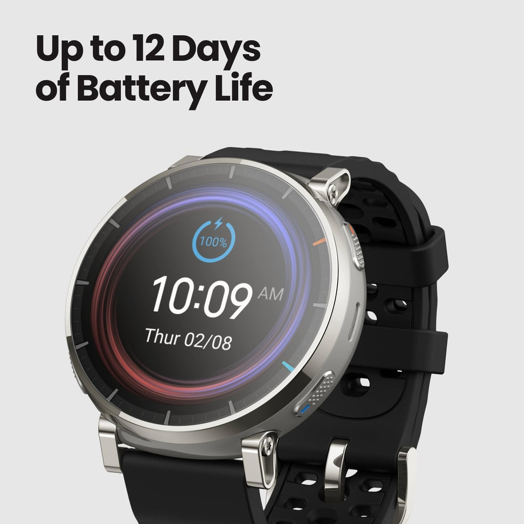 Amazfit Active 3 Premium Gps Running Smart Watch, 1.32" Amoled Sapphire Display, 12-Day Battery, 4Gb Storage, Offline Maps, 170+ Workout Modes, 5 Atm, Heart Rate & Fitness Tracker For Android & Iphone