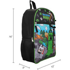 Bioworld Unisex Minecraft Adventure Mode 5-Piece Backpack Set (Little Kid/Big Kid), Green, One Size