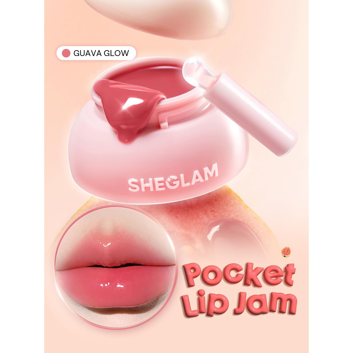 Sheglam Hydra Jelly Pocket Lip Jam Hydrating Nourishing Lip Gloss Moisturizing Lip Makeup-Guava Glow