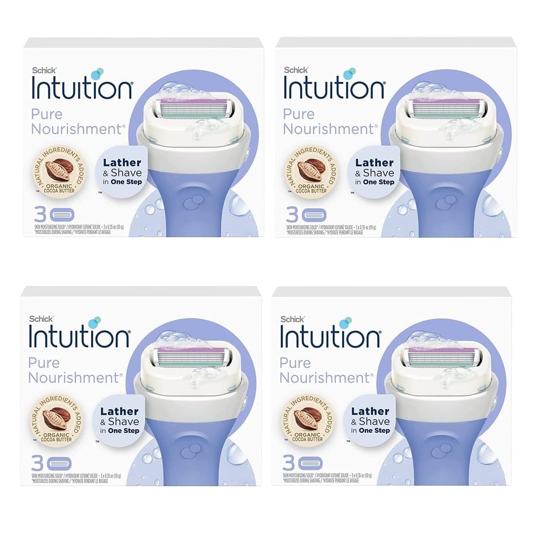 Schick Intuition Pure Nourishment with Organic Cocoa Butter 12 Cartridge Women's Razor Refills