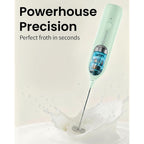 Elementi Rechargeable Milk Frother Wand & Drink Mixer Handheld - Powerful Usb-C Rechargeable Frother - Hand Held Milk Foamer Whisk To Make Perfect Cappuccinos, Lattes & Drink Mixes (Mint Green)