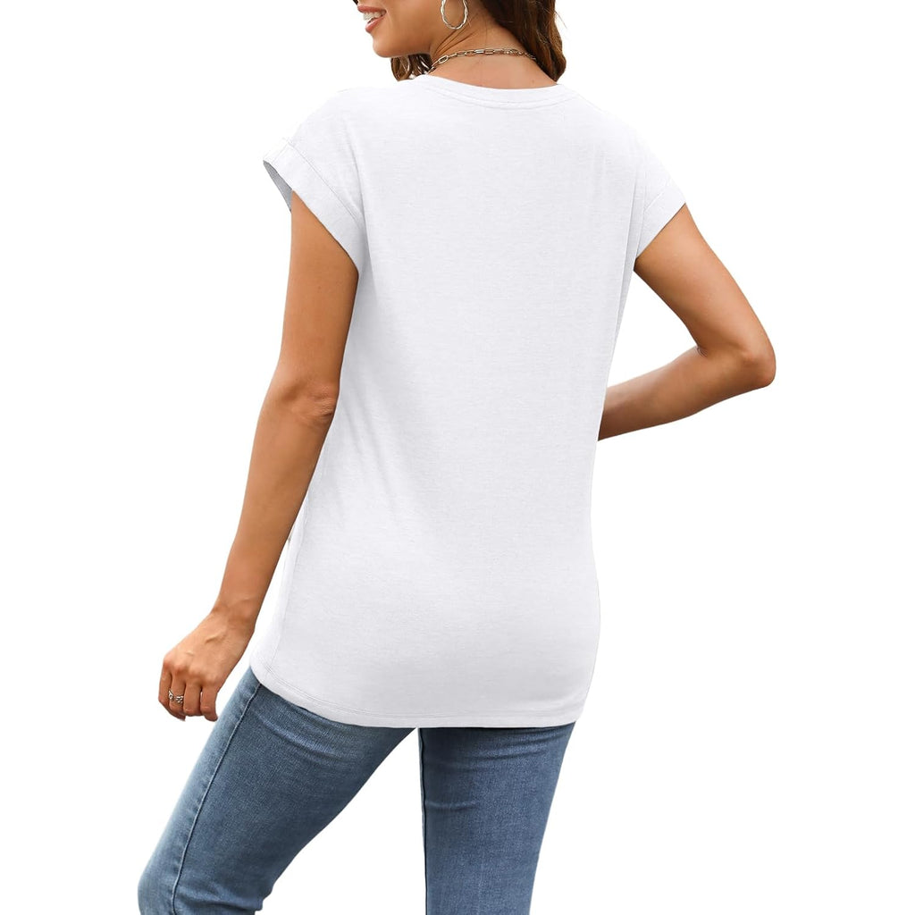3 Pack Womens Summer Tops Cap Sleeve T Shirts Business Causal Dressy Basic Tee Fashion Trendy Cute Outfits 2026