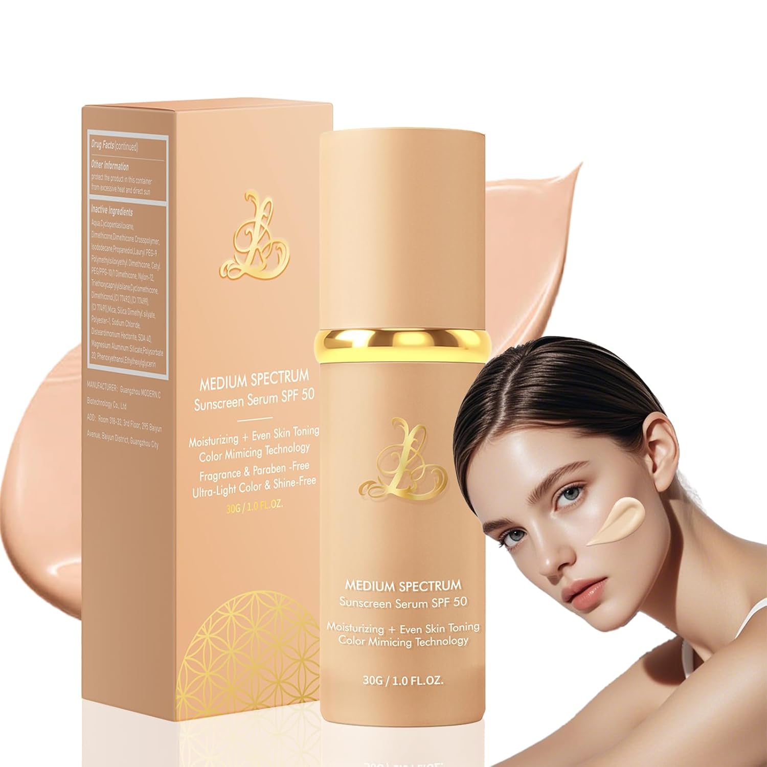 Foundation 4 in 1 - Medium Spectrum with SPF 50+, Color Changing Foundation, Hydrating Color Changing Foundation Makeup, Concealer, Sun Protection, Longwearing & Waterproof for All Skin Types