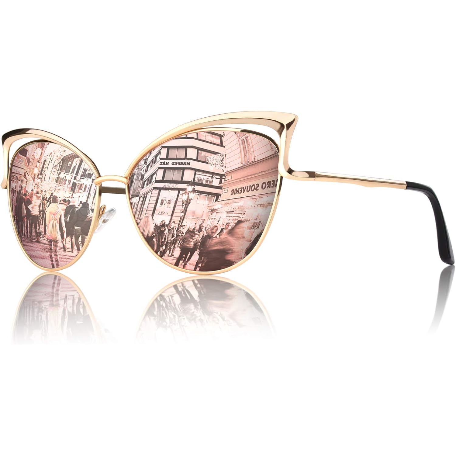 GQUEEN Trendy Oversized Sunglasses for Women Polarized Cat Eye Cute UV400 Protection