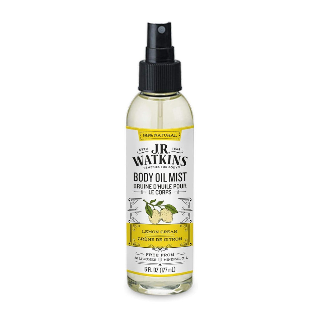 J.R. Watkins Natural Hydrating Body Oil Mist, Lemon Cream, Moisturizing Body Oil Spray For Glowing Skin, Usa Made And Cruelty Free, 6 Fl Oz, Single
