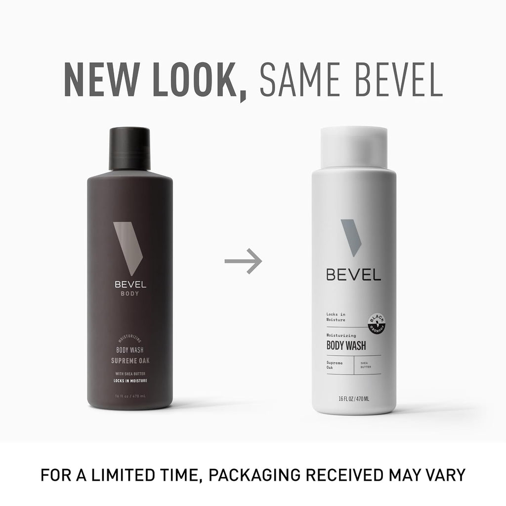 Bevel Moisturizing Body Wash For Men - Supreme Oak Scent With Shea Butter, Vitamin B, And Coconut Oil, 16 Oz (Packaging May Vary)