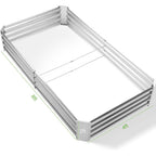 Land Guard 3 Pack 8×4×1Ft Galvanized Metal Raised Garden Bed, Metal Planter Kit Box Outdoor For Deep-Rooted Vegetables, Flowers, Green And Herbs, Silver