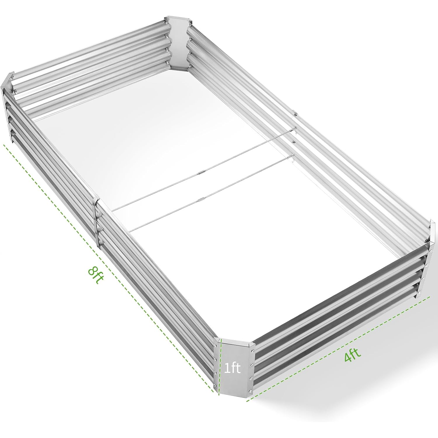 Land Guard 3 Pack 8×4×1Ft Galvanized Metal Raised Garden Bed, Metal Planter Kit Box Outdoor For Deep-Rooted Vegetables, Flowers, Green And Herbs, Silver