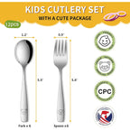 DEHOV Toddler Eating Utensils Set,Set Of 12 Food Grade Stainless Steel Silverware Sets For Kids,Dishwasher Safe Children Small Metal Spoons And Forks Flatware Sets