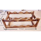 8-Bottle Wood Wine Rack - 2-Tier Countertop Wine Bottle Holder For Kitchen, Bar, Pantry, Dining Room | Small Freestanding Stackable Liquor Storage Organizer, Carbonized Pine