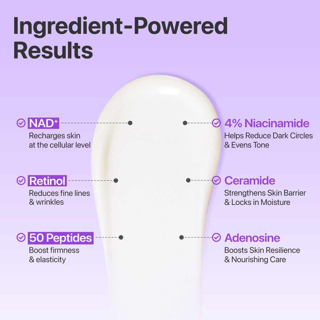 Numbuzin No.9 Nad+ Retinol Eye Cream For Dark Circles, Puffiness & Anti-Aging Eye Serum With 50 Peptides, Niacinamide & Ceramide, Reduces Wrinkles & Fine Lines, Korean Eye Cream, 0.33 Fl Oz