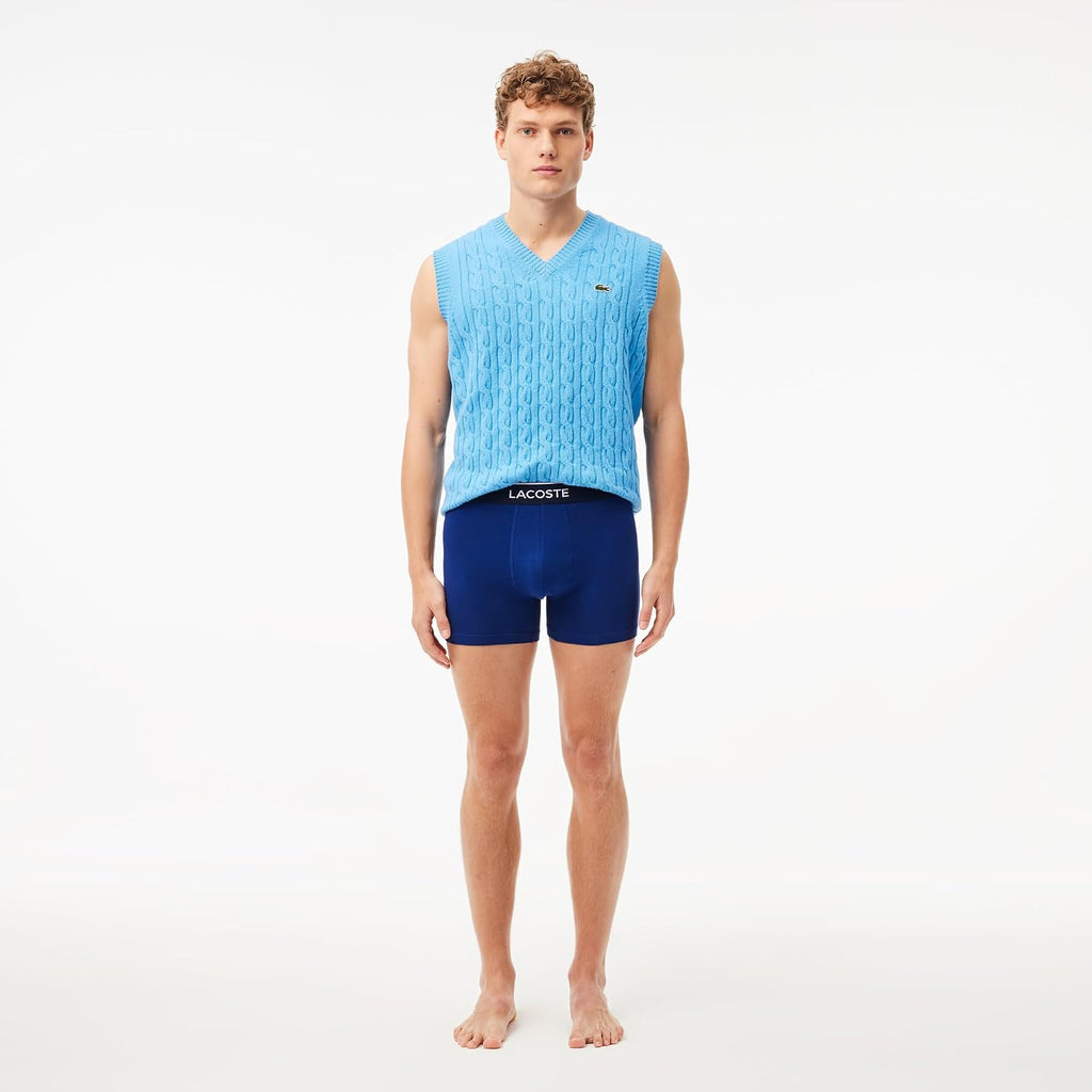 Lacoste Men'S Long Stretch Cotton Jersey Boxer Brief 3-Pack