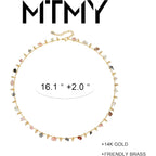 MTMY Beaded Necklaces for Women 14K Gold Plated Dainty Colorful Green/Rose Beaded Pearl Choker Necklace Delicate Boho Choker Necklace Jewelry Gift