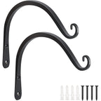 Heavy Duty Plant Hangers Outdoor Indoor, 8 Inch 2 Pack Metal Hanging Bracket Holds Up To 44 Lbs, Wall Brackets For Hanging Baskets, Bird Feeders,Wind Chime& Lanterns, Black