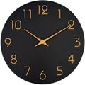 Large Wall Clock 16 Inch Black Battery Operated Silent Non Ticking Simple Minimalist Rose Gold Numbers Clock Decorative For Bedroom Living Room Kitchen Home Office