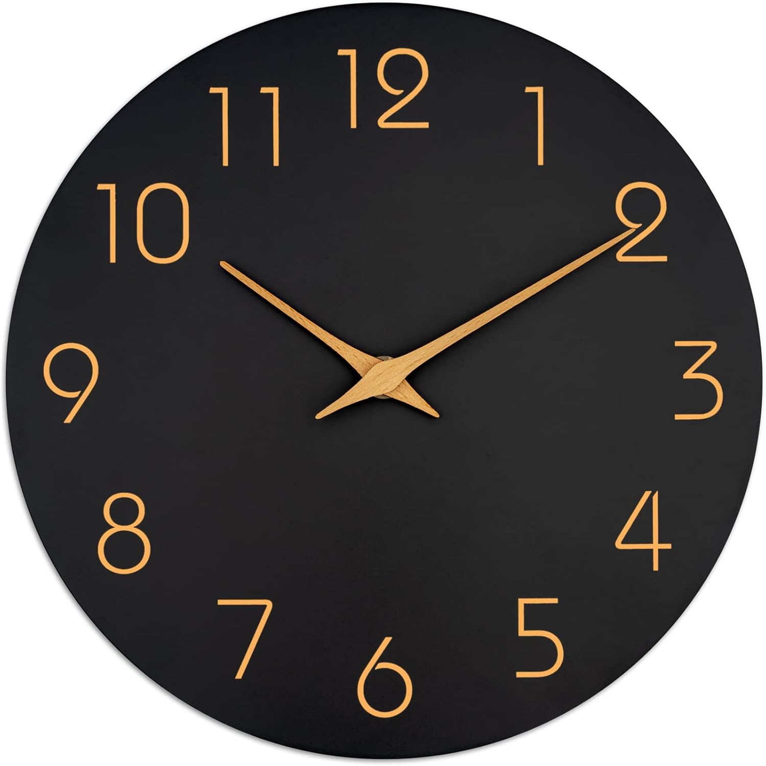 Large Wall Clock 16 Inch Black Battery Operated Silent Non Ticking Simple Minimalist Rose Gold Numbers Clock Decorative For Bedroom Living Room Kitchen Home Office