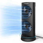 Dr. Prepare Tower Fan Oscillating Fan, Portable Desk Fan With 3-Speed Options, Dual Air Circulation, 110° Oscillation, 3 Timers, Personal Quiet Table Fan For Home Office Desktop Bedroom, 13 Inch