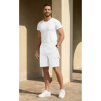 Nitagut Mens Cargo Shorts 7" Casual Drawstring Elastic Waist Summer | Relaxed Comfort, Utility Flap Pockets, Commute Beach Vacation, Pairs With Tees Polos, Machine Washable