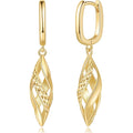 Gold Hoop Earrings 14K Gold Hoop Earrings for Women Dangle Drop Earring for Women Rhombic Twisted Hollow Shape Drop Earring for Womens Dangling 40mm