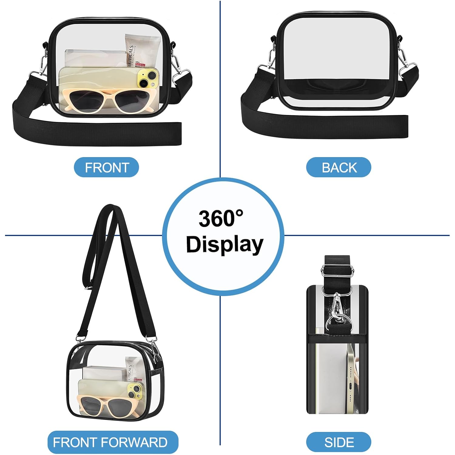Clear Purse For Stadium Events -Clear Bag Stadium Approved Small Mini Sports Fan Handbags & Purses For Events Concerts
