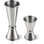 2-Pack Stainless Steel Cocktail Jiggers – Japanese Style Double Measuring Cups For Bartending (1Oz/2Oz + 0.5Oz/1Oz)