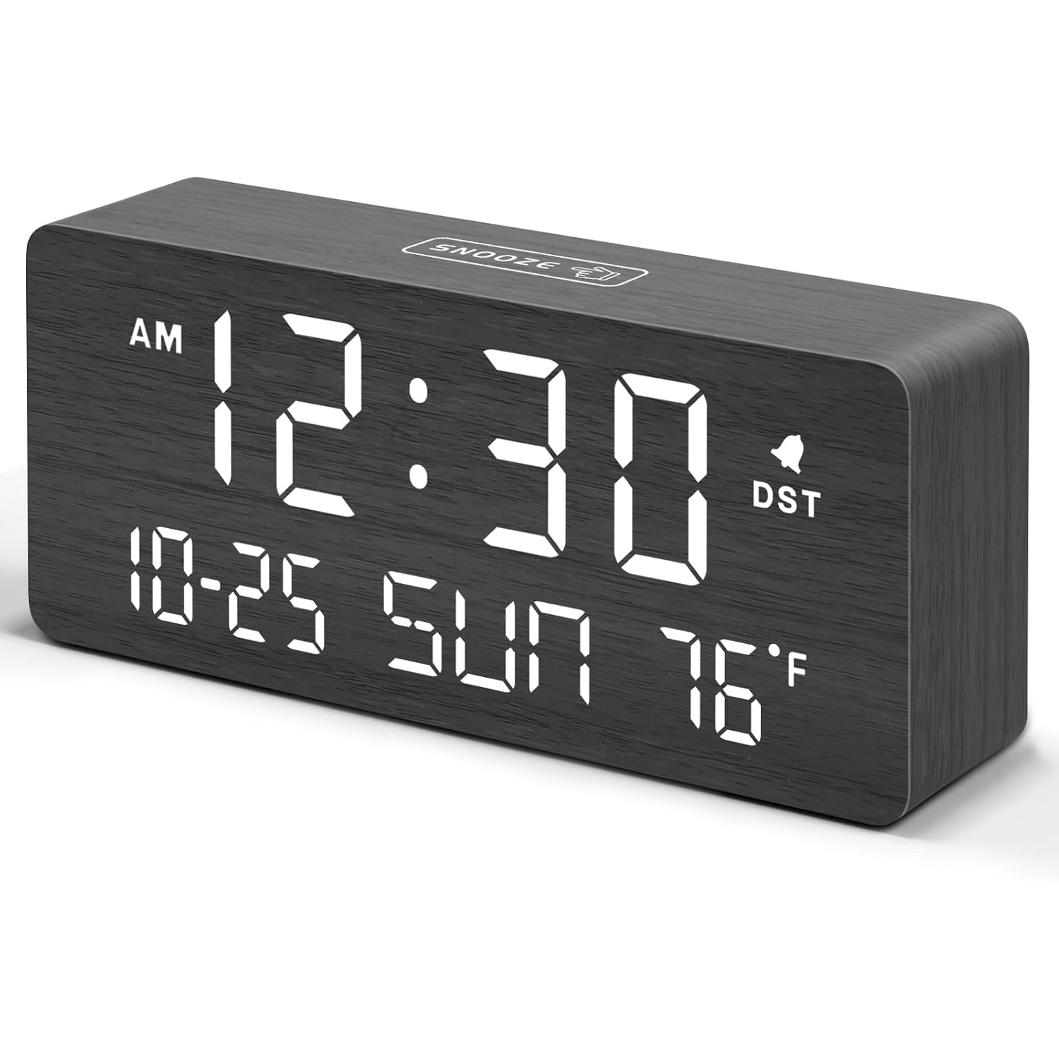 Dreamsky Wooden Digital Alarm Clocks For Bedrooms With Date & Day Of Week | Living Room Desk Clock, Temperature, Usb Port, Dimmer Wheel, Adjustable Volume, Auto Dst, Office Wood Decor (Plug-In)