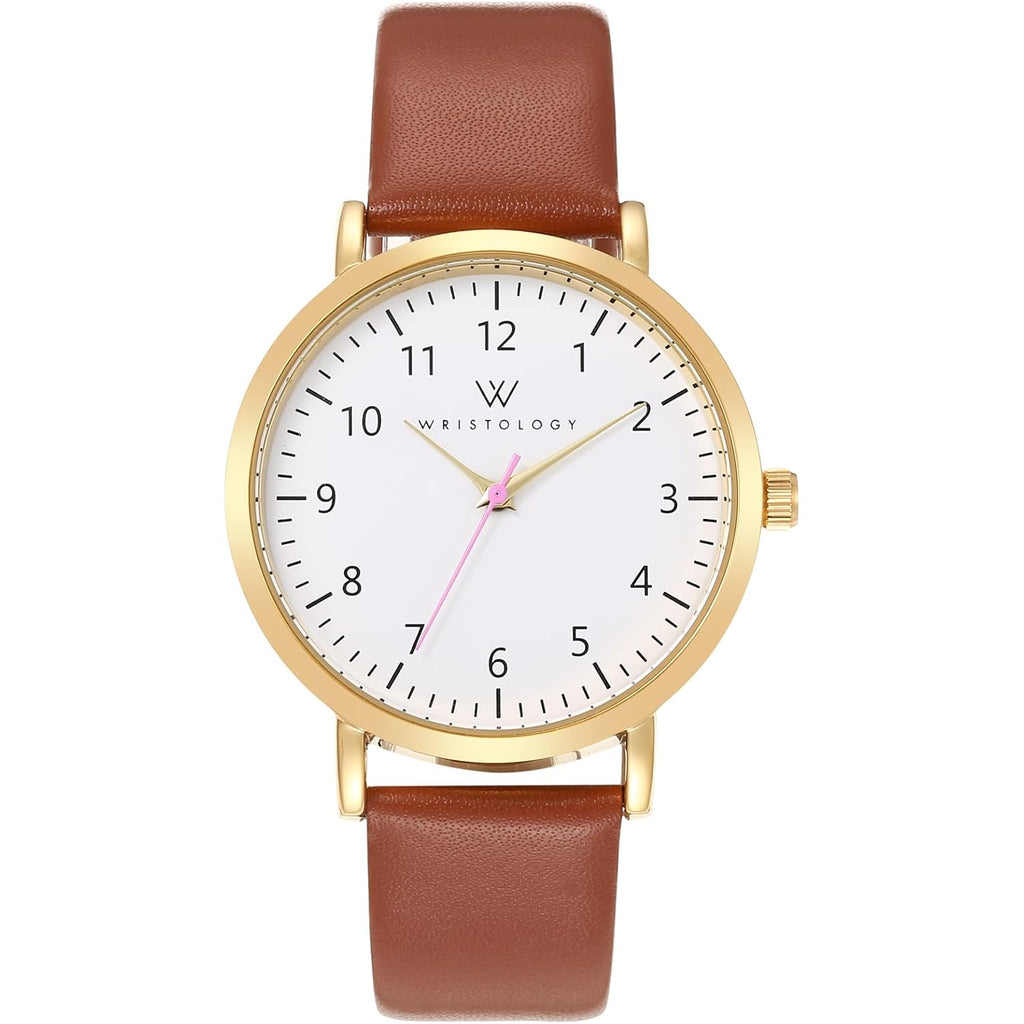 Maxi Numbers Womens Watch - Interchangeable Genuine Leather Band - Large Easy To Read Nurse Watch With Second Hand For Women, Nurses, Teachers, Moms Olivia