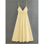 Soly Hux Women'S Summer Dress Backless V Neck Spaghetti Strap Loose Flowy Midi Cami Dresses