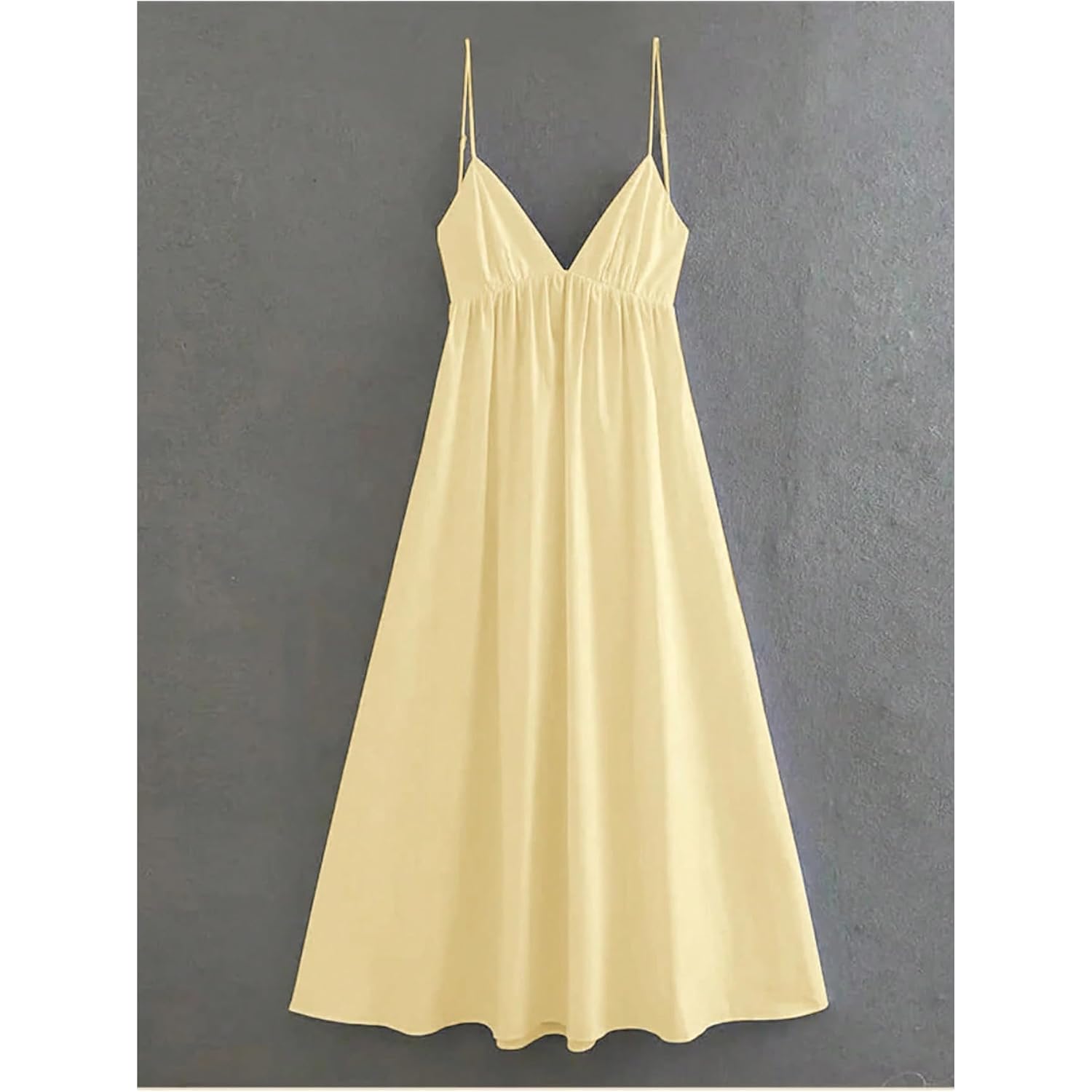 Soly Hux Women'S Summer Dress Backless V Neck Spaghetti Strap Loose Flowy Midi Cami Dresses