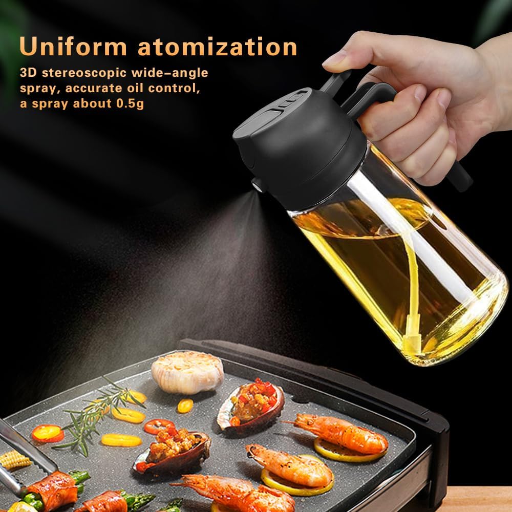 2 In 1 Oil Sprayer, Oil Sprayer For Kitchen Cooking, 470Ml Oil Spray Bottle For Home
