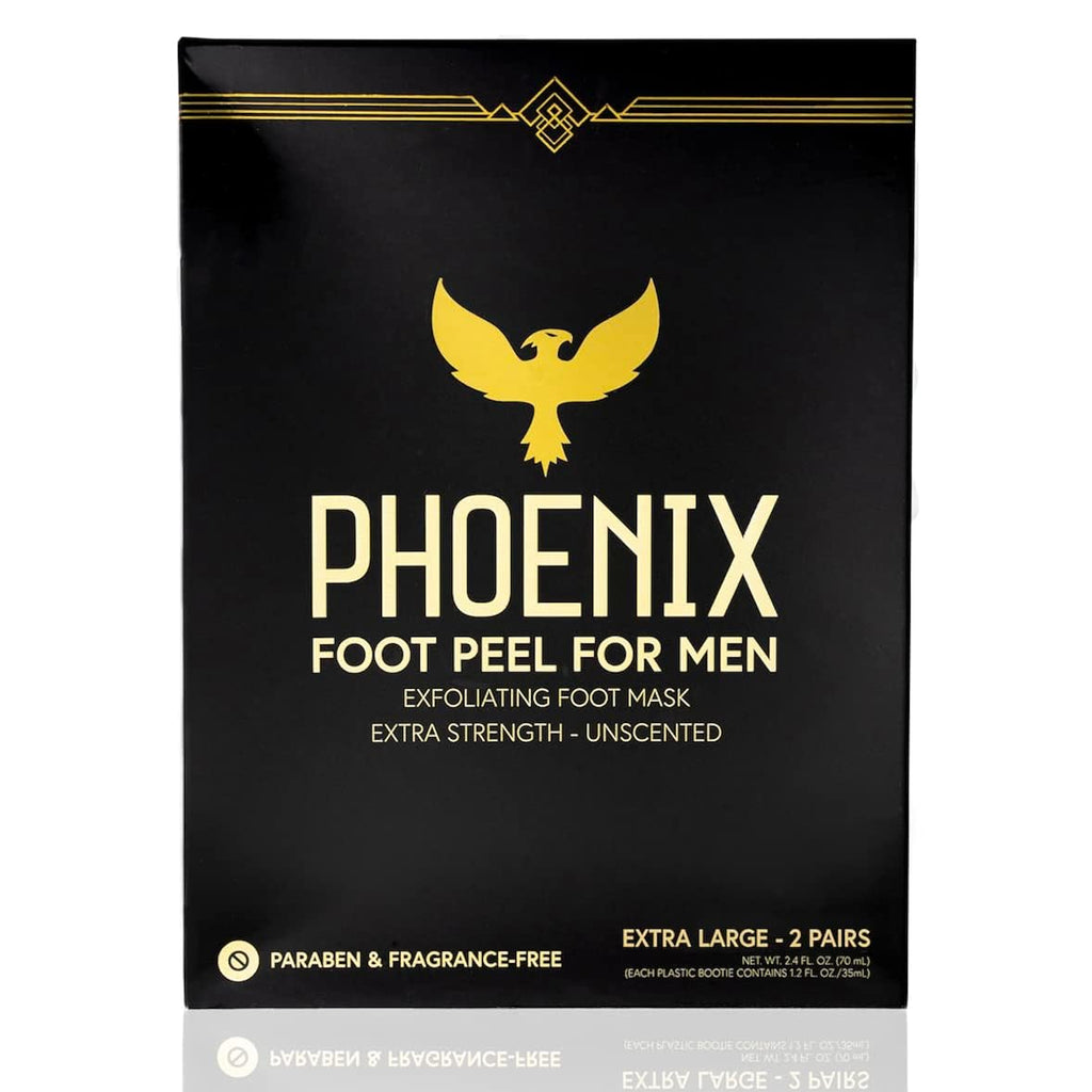 (Pack of 2) Phoenix Foot Peel for Men - Extra Large - Extra Strength - Exfoliating Dry Feet Treatment - Callus Remover - Unscented - Paraben and Fragrance Free
