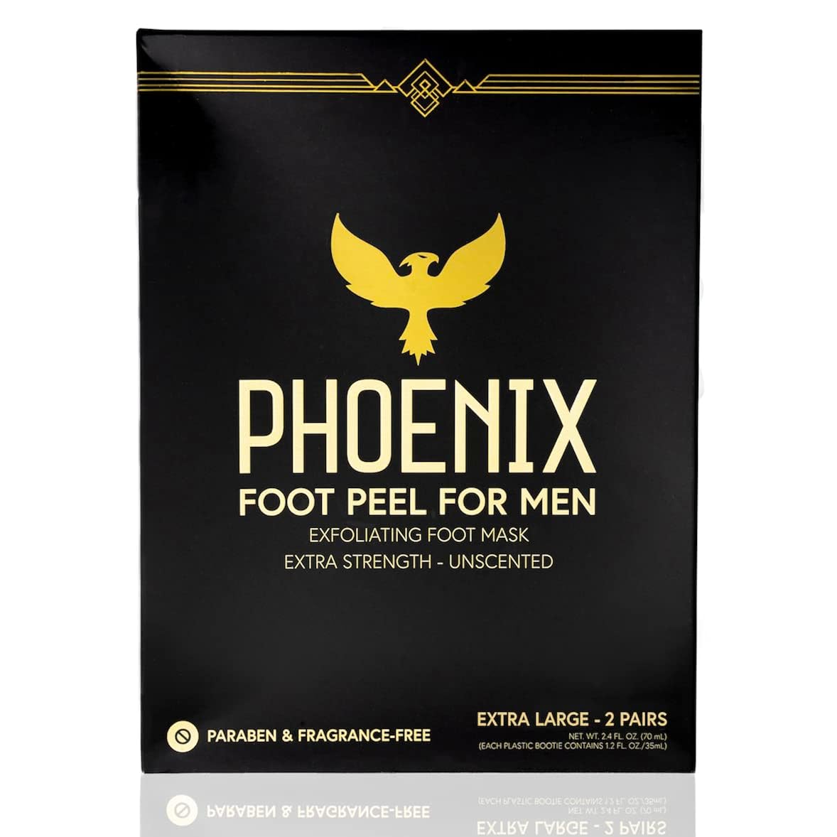 (Pack of 2) Phoenix Foot Peel for Men - Extra Large - Extra Strength - Exfoliating Dry Feet Treatment - Callus Remover - Unscented - Paraben and Fragrance Free