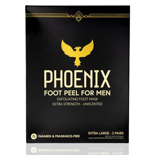 (Pack of 2) Phoenix Foot Peel for Men - Extra Large - Extra Strength - Exfoliating Dry Feet Treatment - Callus Remover - Unscented - Paraben and Fragrance Free