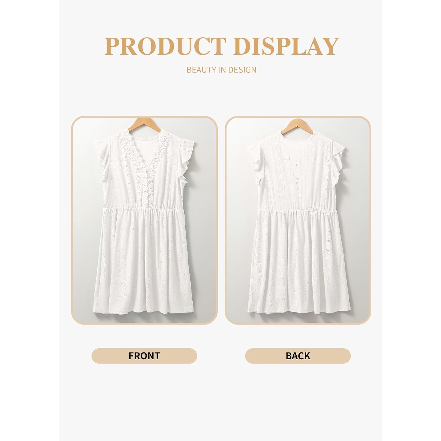 Eytino Plus Size Dresses For Women Summer Ruffle Cap Sleeve Lace V Neck Embroidery Eyelet A Line Dress(1X-5X)