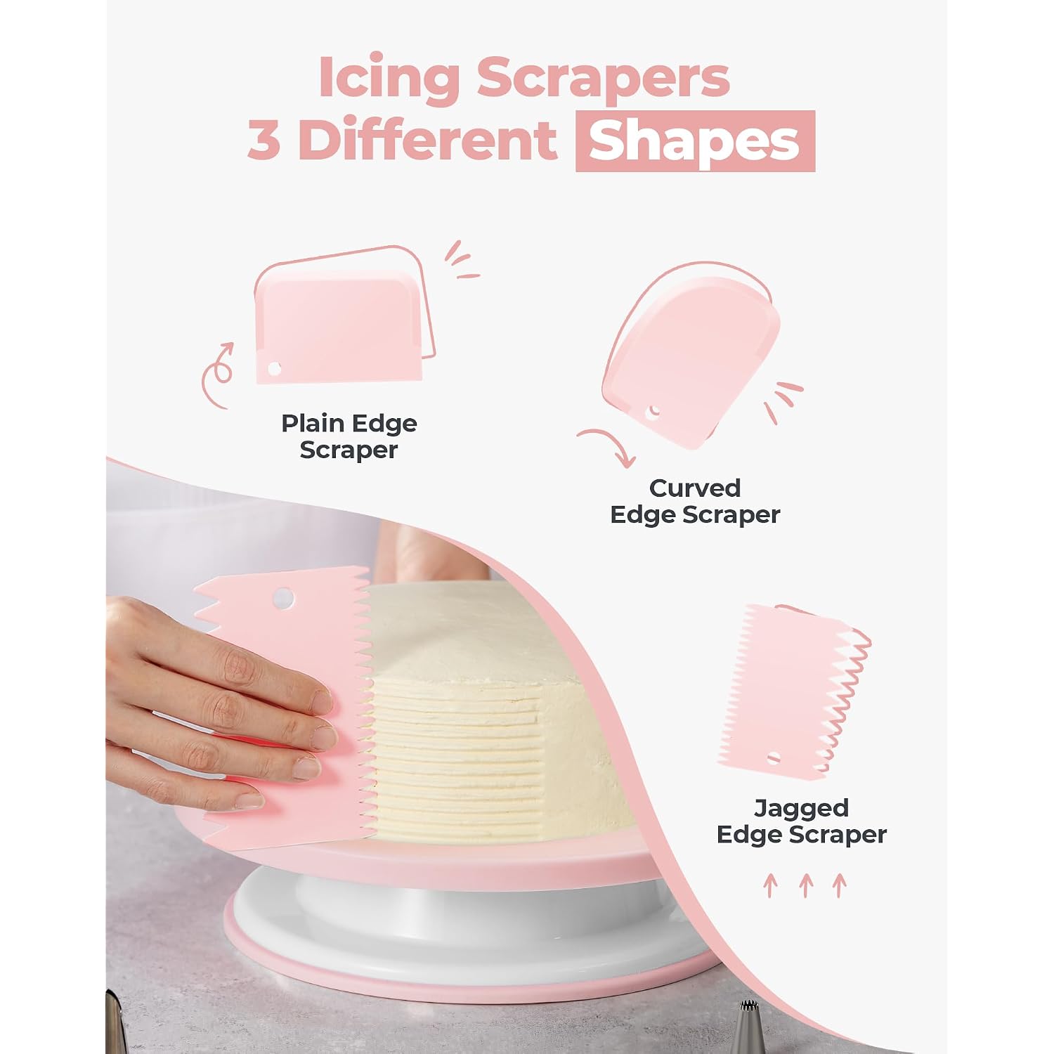 Kootek 158Pcs Cake Decorating Kit, Baking Supplies Tools - Includes Cake Stand Turntable, 64 Icing Piping Tips Set, 2 Frosting Spatulas, 3 Scrapers, 50+2 Pastry Bags, Coupler, Video Tutorial, Booklet